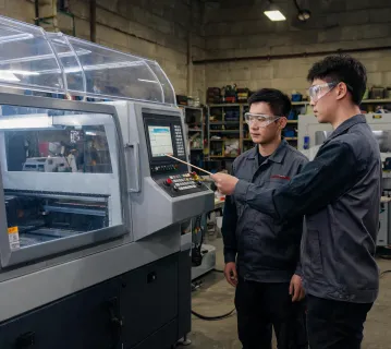 Operator training at a laser machine console