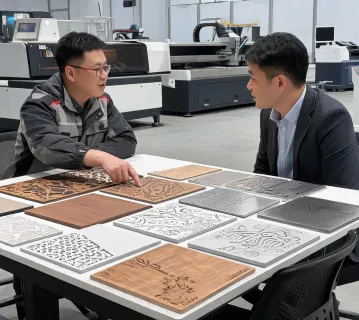 Laser equipment advisor discussing production plan
