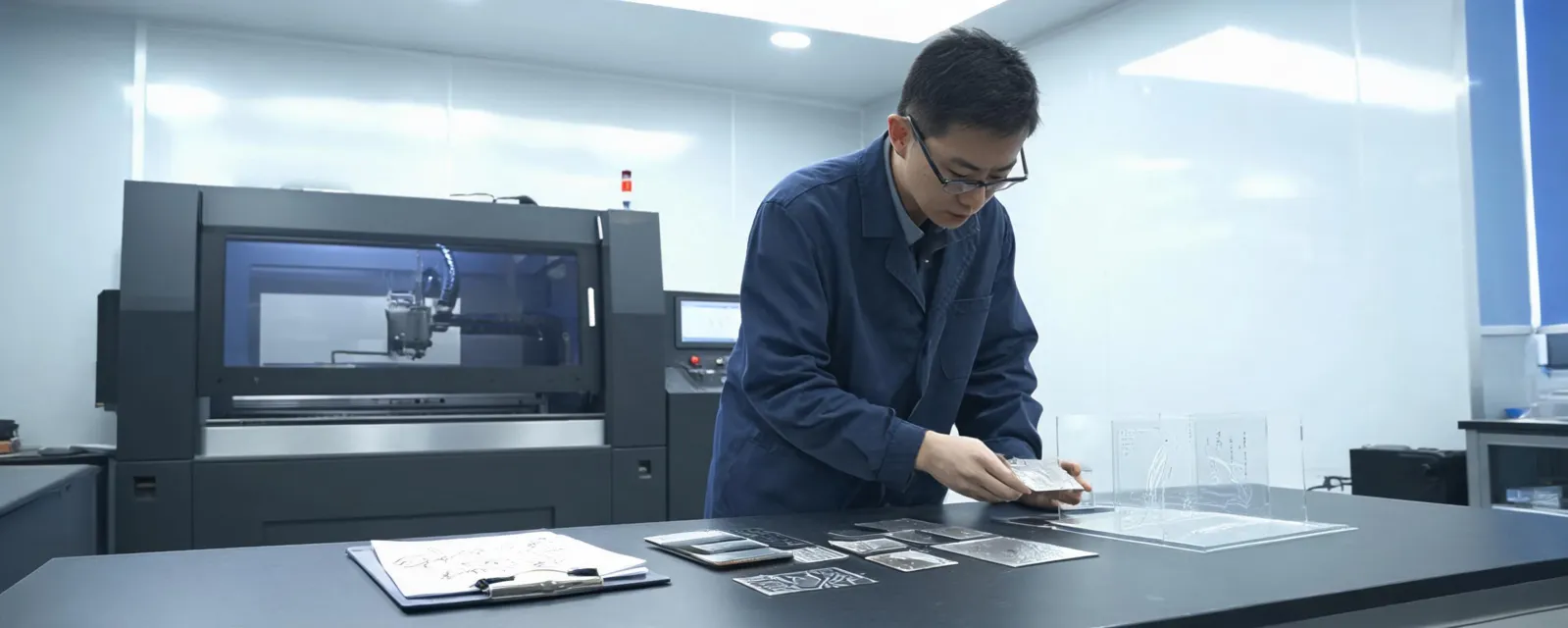 Laser application readiness lab with samples and machine settings