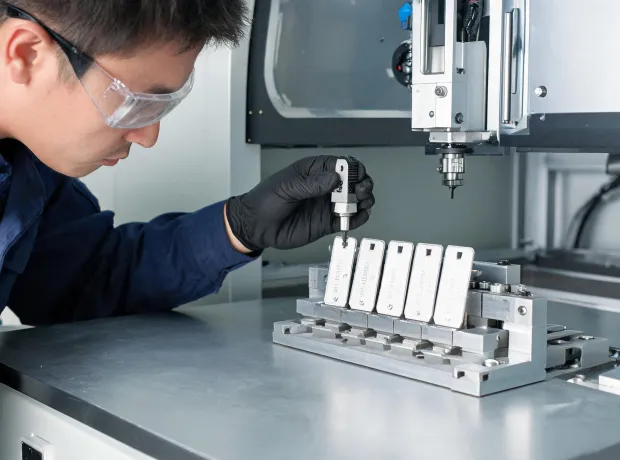 Laser engraving fixture setup for serial tags
